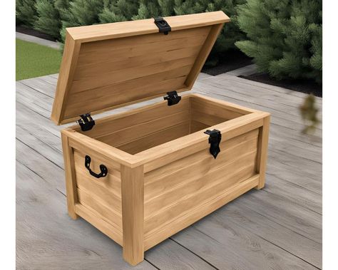 DIY Wooden Storage Chest Plans - Build a Sturdy and Stylish Outdoor Storage Box with Easy Step-by-Step Instructions by klashaus on Etsy Small Storage Chest, Diy Wooden Storage, Wooden Box Plans, Waterproof Outdoor Storage, Wooden Tool Boxes, Torsion Box, Masonry Work, Backyard Storage, Box Building