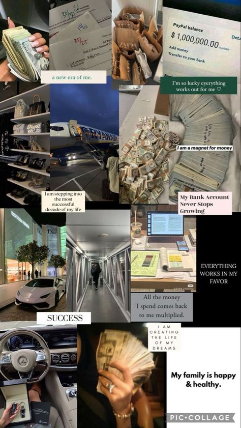 Vision board Vision Board For Dream Job, Vision Board Business Success, Success Vision Board Pictures, Vision Board Successful Business, Vision Board Wallpaper Money, Online Business Vision Board, Vision Board For Wealth, Stocks Vision Board Pictures, Job Success Vision Board