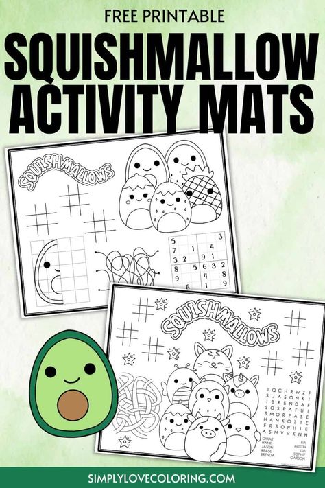 Get your kids excited about learning with these 10+ printable activity mats featuring their favorite Squishmallows! Perfect for preschoolers and kindergarteners, these mats will help kids practice their colors, shapes, letters, numbers, and Free Squishmallow Printables, Relaxing Activities For Kids, Squishmallow Crafts For Kids, Squishmallow Activities, Squishmallow Games, Squishmallow Birthday Party Games, Squishmallow Party Games, Squishmallow Crafts, Squishmallow Coloring Pages