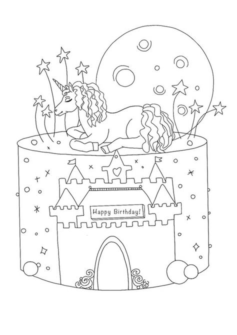 Birthday Unicorn cake coloring page Unicorn Cake Coloring Pages, Cake Coloring Pages, Cake Coloring, Emoji Coloring Pages, Best Coloring Pages, Unicorn Artwork, Free Printable Coloring Sheets, Colorful Birthday Party, Kawaii Unicorn