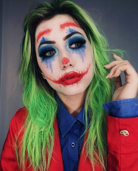 Female Joker Halloween, Joker Halloween Makeup, Joker Girl, Girl Halloween Makeup, Halloween Makeup Sugar Skull, Female Joker, Joker Clown, Joker Halloween, Joker Makeup