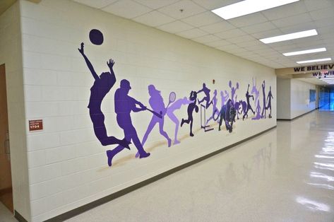 Sports Murals School, Senior Mural Ideas High Schools, High School Mural Ideas, School Hallway Ideas, School Murals Highschool, School Murals Hallways, High School Murals, High School Mural, Sports Mural