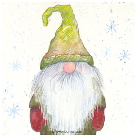 Let me show you how to paint a watercolor gnome in a few easy steps. Mine was inspired by a gnome I knit a few years ago. A fun holiday project to make! Watercolor Gnome, Flower Journal, Postal Vintage, Christmas Paintings On Canvas, Christmas Card Art, Easy Canvas Painting, Watercolor Christmas Cards, Watercolor Paintings Easy, Watercolor Painting Techniques