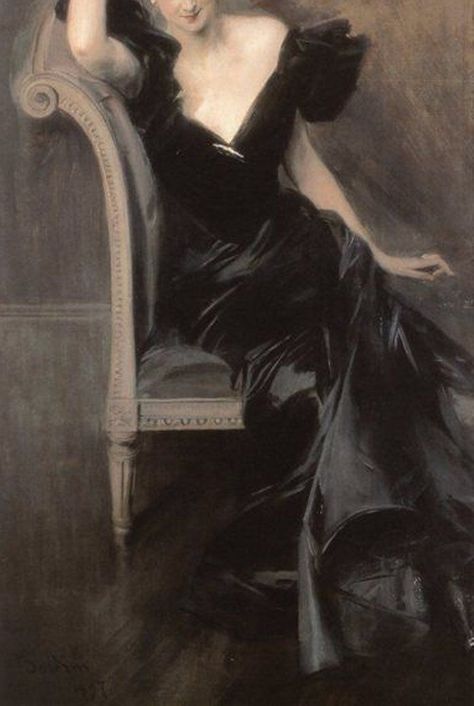 Giovanni Boldini, 1897 “Lady in Black dress” Kino Box, Giovanni Boldini, Rennaissance Art, John William Waterhouse, Jane Eyre, Victorian Art, Old Paintings, Aesthetic Painting, Ethereal Art