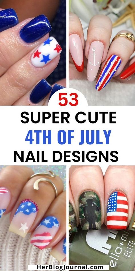 trendy 4th of July nails and nail designs 4th Of July Nail Ideas, Patriotic Nail Designs, 4th Of July Nail Art, Patriotic Nail, 4th Of July Nail, Patriotic Nails Design, Patriotic Nails, Spring Break Nails, Opi Nail Colors