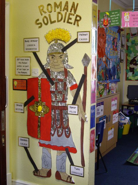 Roman soldier | Emu582 | Flickr Ancient Rome Anchor Chart, Roman Classroom Display, The Romans Ks2, Roman Art Projects, Romans Ks2, Art Projects Middle School, Ancient Rome Projects, Ancient Rome History, Roman Shield