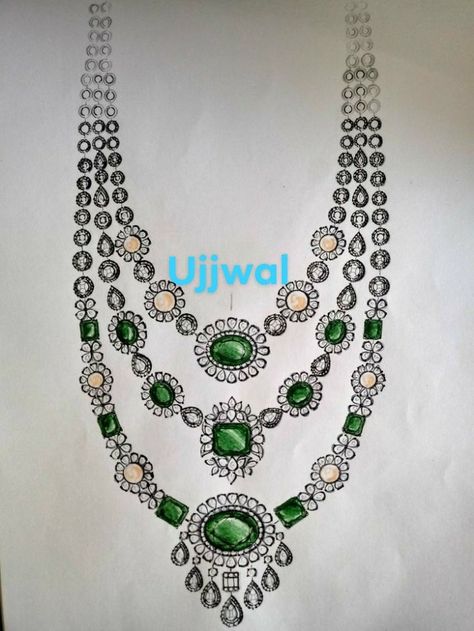 Necklace Design Illustration, Mughal Jewellery Sketches, Diamond Necklace Illustration, Mughal Jewelry Sketches, Necklace Designs Sketch, Jewelry Design Necklace Sketches, Necklace Designs Drawing, Necklace Sketch, Accessories Design Sketch