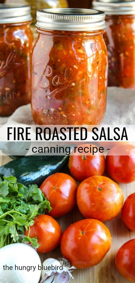 Preserving Produce, Fire Roasted Salsa, Salsa Canning Recipes, Roasted Salsa, Bruschetta Bar, Canning Salsa, Tomato Recipe, Salsa Guacamole, Grilled Roast