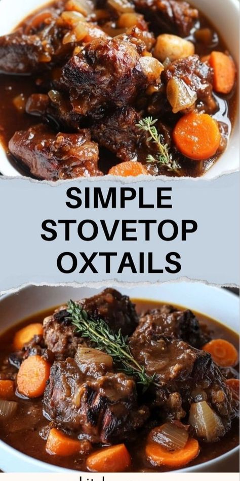 Learn to cook mouth-watering oxtails on the stove with our easy-to-follow guide. We break down each step for perfect results, ensuring your oxtails are tender and full of flavor. Ideal for cozy family dinners or special occasions, this recipe brings the classic taste of oxtails to your home kitchen without fuss. Impress your guests with your cooking skills and enjoy a rich, satisfying meal. Spicy Oxtail Recipes, Tender Oxtail Recipes, Stove Top Oxtail Recipes, Oxtail Recipes Stove Top, Easy Oxtail Recipes Oven, Easy Oxtail Recipes Stovetop, Stewed Oxtail Recipe, Oxtails Recipes Southern, Beef Oxtail Recipes