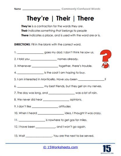 Clearing the Confusion: They're, Their, There Worksheet Their There And They're, There Their And They're, There Their They're, There And Their Worksheet, Their There They're Worksheet, There Their They're Worksheet, Homophones Worksheets 2nd Grade, Used To Grammar Worksheets, Homonyms Worksheet