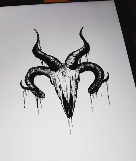 Gothic Ram Skull Tattoo, Dark Tattoo Inspiration, Baphomet Skull Tattoo, Demonic Goat Tattoo, Satanic Skull Tattoo, Dark Minimal Tattoo, Goat Head Tattoo Satanic, Minimal Dark Tattoo, Satanic Goat Skull Tattoo