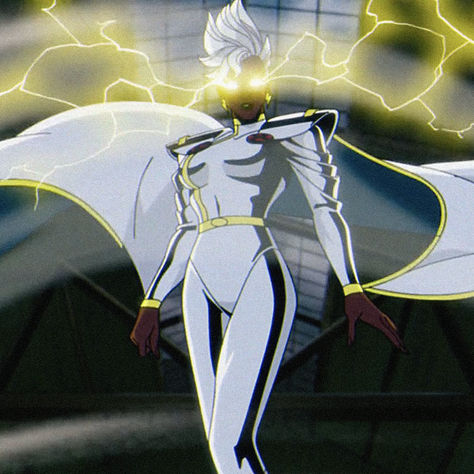 x-men '97 icon. xmen. marvel animation. storm. godess. storm. tornado. wind. X Men 97, Storm Xmen, Lightning Powers, Marvel Animation, Female Superhero, X Man, Marvel Women, Marvel X, Comic Book Characters