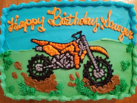 My 3rd Dirt Bike Cake Dirt Bike Sheet Cake, Cakewalk Ideas, Cake Bike, Mountain Bike Cake, Motocross Cake, Fifth Birthday Cake, Dirt Bike Cake, Motorcycle Clipart, Bike Cake