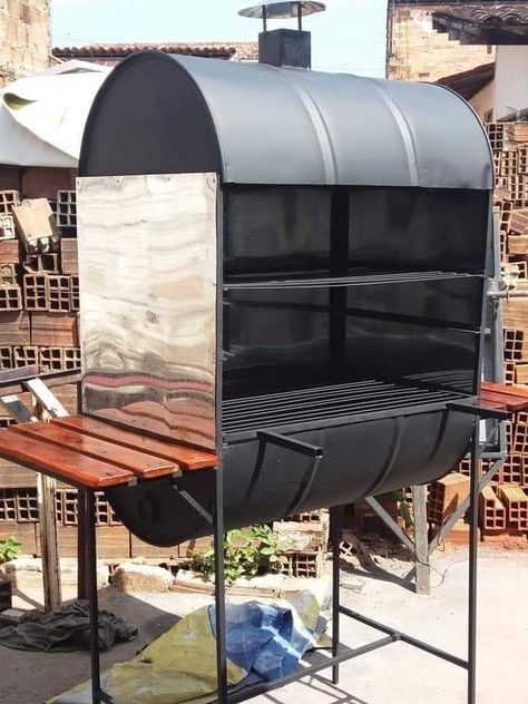 Oil Drum Bbq, Backyard Grill Ideas, Backyard Bbq Pit, Barrel Bbq, Backyard Bbq Grill, Barrel Stove, Bbq Grill Smoker, Barbecue Design, Bbq Grill Design