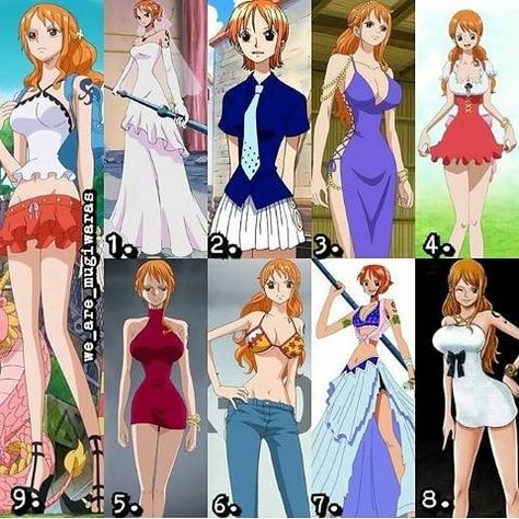 ᴏɴᴇ ᴘɪᴇᴄᴇ | ɴᴀᴍɪ on Instagram: “Your favourite outfit 😍😙🍊❤🔥 . . Credit to @we_are_mugiwaras . . --------------------------- 🍃ᴊᴏɪɴ ᴍʏ…” Nami's Outfits One Piece, One Piece Nami Outfit, Nami Zou Arc Outfit, One Piece Anime Nami Outfits, Nami Outfits Style One Piece, One Piece Outfits Anime, One Piece Anime Outfits, Nami Cosplay One Piece, Nico Robin Outfits