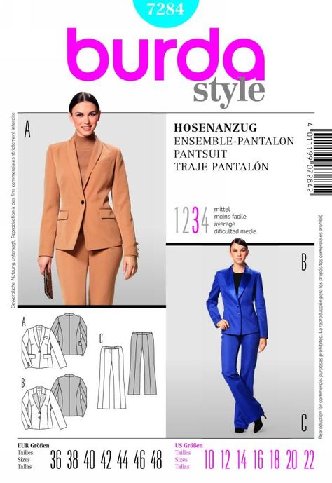 Burda Sewing Patterns, Sewing Class, Burda Style, Suit Separates, Trouser Suits, Sewing Pattern, Sewing Patterns, Wicked, Suit Jacket