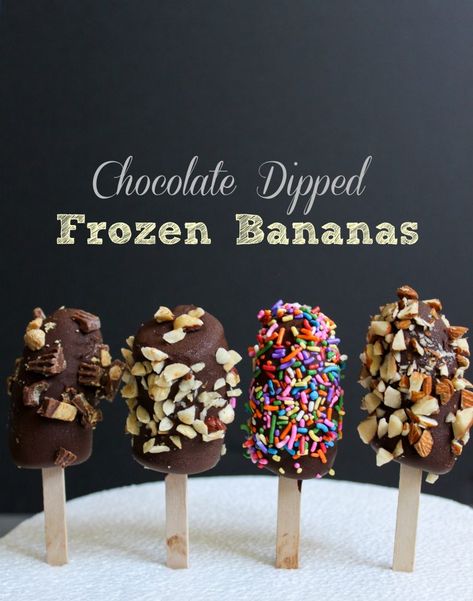 Chocolate Dipped Frozen Bananas Family Snacks, Frozen Bananas, Frozen Treat, Funny Family, Banana Recipes, Frozen Banana, Chocolate Dipped, Frozen Desserts, Frozen Treats