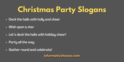 150+ The Most Attention-Grabbing Christmas Party Slogans Party Slogans, Party Boat, Trending Christmas, Small Gathering, Boat Party, Star Party, Christmas Trends, The Perfect Christmas, Deck The Halls