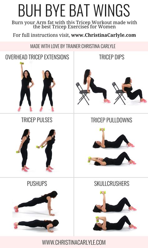 Burn fat and tighten your arms in 20 minutes flat with this quick and easy Tricep Workout with Dumbbells. This tricep workout tones arms asap. Tricep Workout With Dumbbells, Thinner Arms, Arm Weights, P90x Workout, Arm Fat Exercises, Workout Morning, Tuesday Workout, Tricep Workout, Buh Bye