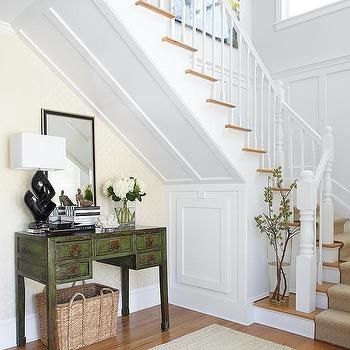 Under Stairs Storage - Traditional - entrance/foyer - Toby Leary Fine Woodworking U Shaped Staircase, Staircase Layout, White Staircase, Traditional Staircase, Staircase Remodel, Under The Stairs, Interior Wallpaper, Entrance Foyer, Entry Way Design