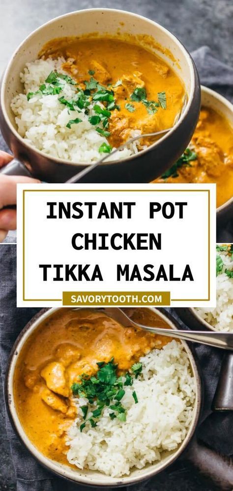 Dinner Instapot, Instant Pot Chicken Tikka Masala, Poulet Tikka Masala, Curry Dinner, Chicken Tikka Masala Recipes, Masala Sauce, Tikka Masala Recipe, Chicken Tikka Masala, Instant Pot Dinner Recipes