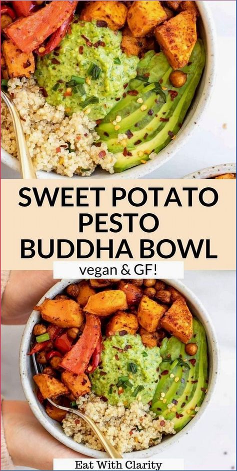 Dive into a world of vibrant flavors with our top plant-based Buddha bowl recipe. Perfect for a nourishing lunch or dinner, this bowl is packed with wholesome ingredients like fresh veggies, hearty grains, and a creamy dressing that ties it all together. Whether you're a seasoned plant-based eater or just looking to add more veggies to your diet, this recipe is a delicious and satisfying way to enjoy a balanced meal. Get ready to savor every bite of this colorful and nutritious dish. Plant Based Recipes Gluten Free, Vegan Power Bowl Recipe, Gluten Free Dairy Free Bowls, Vegan Sweet Potato Bowl, Quinoa Bowl Vegan, Vegetarian Salads Lunch, Buddah Bowls Vegan, Non Dairy Non Gluten Recipes, Healthy Chickpea Dinner Recipes