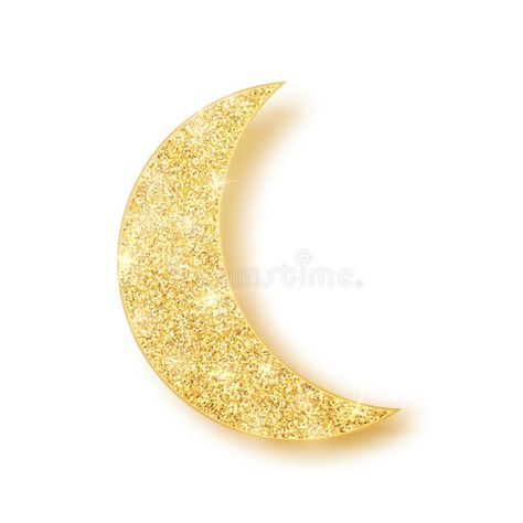 Gold shiny glitter glowing half moon with shadow isolated on white background. Crescent Islamic for Ramadan Kareem design element stock illustration Ramadan Kareem Design, Gold Crescent Moon, Sparkle Wallpaper, Fantasy Writer, Moon Shadow, For Ramadan, 3rd Anniversary, Ramadan Mubarak, Gold Moon