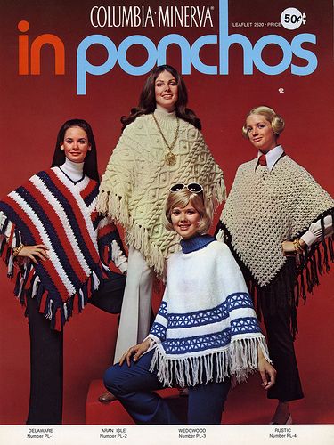 Poncho - I knitted one for a 4H project, and entered it in the fair. It was hot pink and white....wish I still had it! Bulky Sweater, Poncho Au Crochet, Wonder Years, Vintage Memory, 1970s Fashion, Crochet Knitting, The Good Old Days, Mode Vintage, 70s Fashion