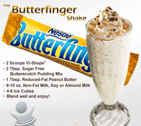 ViSalus' Body by Vi Butterfinger Shake Recipe! So Yummy! 'Repin' if you agree. 310 Shake Recipes, Herbal Life Shakes, Protein Drink Recipes, Premier Protein Shakes, Vanilla Protein Shakes, Coffee Protein Shake, Herbalife Shake Recipes, Protein Smoothies, Protein Shake Smoothie