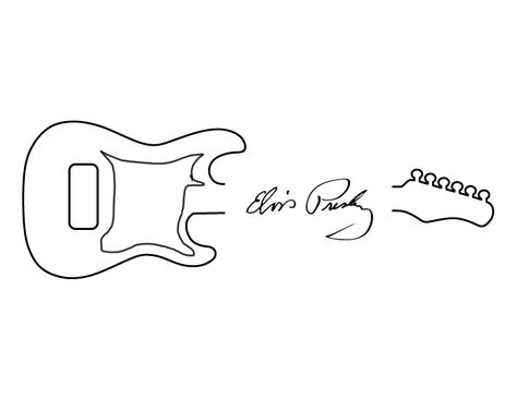 Elvis Outline Tattoo, Subtle Elvis Tattoo, Elvis Themed Tattoo, Elvis Guitar Drawing, Elvis Presley Tattoo Ideas Lyrics, Tiny Elvis Tattoo, Elvis Line Art, Elvis Shirt Ideas, Elvis Guitar Tattoo