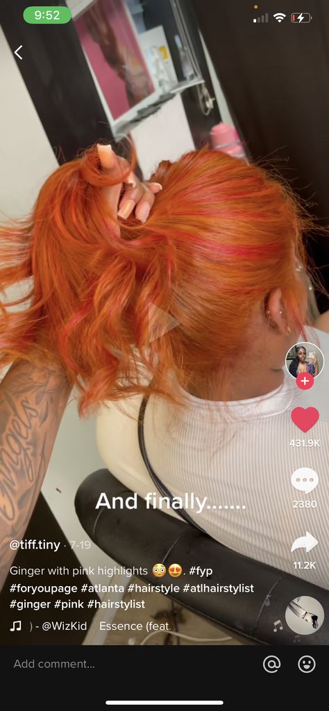 Pink And Orange Hair, Skunk Stripe, Pink Hair Dye, Girl Hair Colors, Sew In Hairstyles, Dyed Hair Inspiration, Dyed Natural Hair, 9th Grade, Pink Highlights