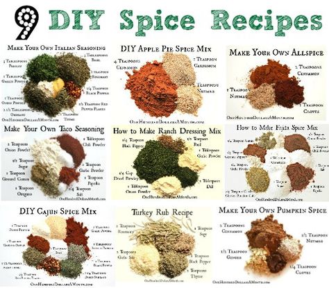 DIY Spice Round Up 10 Make Your Own Spice Recipes Homemade Spice Mixes, Diy Spice Mix, Diy Spices, Homemade Spices, Homemade Seasonings, Spice Rub, Homemade Diy, Spice Mix, Spice Recipes