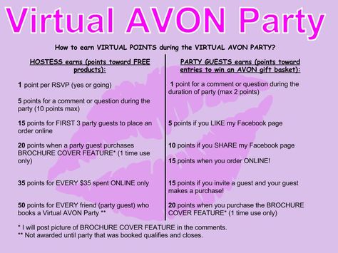 Interested in hosting an VIRTUAL AVON PARTY? Get opportunity to REDISCOVER Avon and you do not have to leave your house. Party with your PJs on! Avon Facebook Cover, Avon Facebook Party, Avon Gift Baskets, Avon Party Ideas, Avon Facebook, Avon Ideas, Avon Marketing, Avon Beauty Boss, Avon Sales