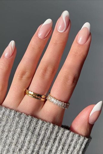 Classic White French Tip inspo Nail Reverse French, Almond Nails Coloured French Tip, French Nails Two Colours, Reverse French Manicure Gold, French Coloured Nails, French Tips Colour, Coloured French Nails, Colourful French Nails, Colour French Tips Nails