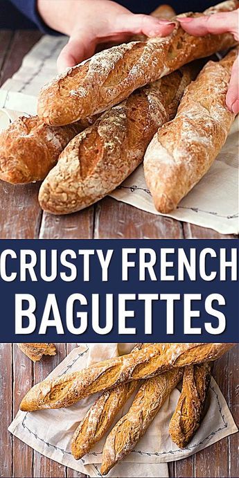 Crusty French Baguette Recipe, French Baguette Recipe, Baguette Recipe, Pembuat Roti, French Bread Recipe, Artisan Bread Recipes, Best Bread Recipe, French Baguette, Easy Bread Recipes