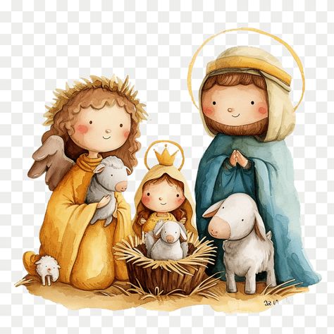 Nativity scene clipart Bible Illustrations Art, Nativity Scene Characters, Christmas Crafts Cards, Nativity Scene Clipart, Nativity Christmas Cards, Nativity Angel, Nativity Clipart, Xmas Images, Kawaii Fruit