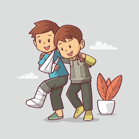 Illustration of a caring boy helps his s... | Premium Vector #Freepik #vector #medical-help #patient-care #patient #hospital-care Respect Pictures, Sequencing Activities Kindergarten, Business And Advertising, Cute Powerpoint Templates, Student Cartoon, Friends Illustration, Sequencing Activities, Free Psd Files, Islamic Cartoon