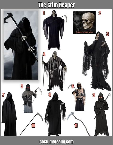 How To Dress Like The Grim Reaper Costume Guide For Cosplay & Halloween Grim Reaper Costume Pattern, Female Grim Reaper Costume, Grim Reaper Costume Women, Diy Grim Reaper Costume, Scythe Cosplay, Grim Reaper Outfit, Grim Reaper Costume Kids, Dementor Costume, Grim Reaper Cosplay