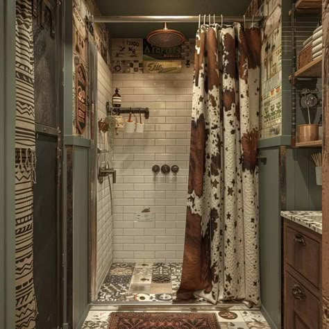 10 Steps to a Western Boho Bathroom | Green Snooze Boho Bathroom Green, Western Boho Bathroom, Western Bathrooms, Western Bathroom Decor, River House Decor, Western Bathroom, Country Bedroom Decor, Bathroom Green, Ranch House Decor