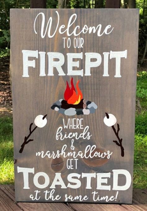 Fire Pit Party, Backyard Signs, Wood Signs Sayings, Garden Beautiful, Diy Wood Signs, Backyard Fire, Fire Pit Backyard, Hand Painted Signs, Backyard Fun