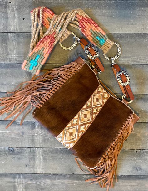 Crossbody Leather Fringe Purse, Mohair Strap with Adjustable leather and Jeremiah Watt buckles and Dees. Leather Purse Strap, Fringe Purse Boho Leather Bags, Leather Purse Diy, Mohair Purse Strap, Western Purse Strap, Western Bags Purses, Western Purses And Handbags Fabric, Western Leather Bag With Fringe, Fringe Crossbody Purse