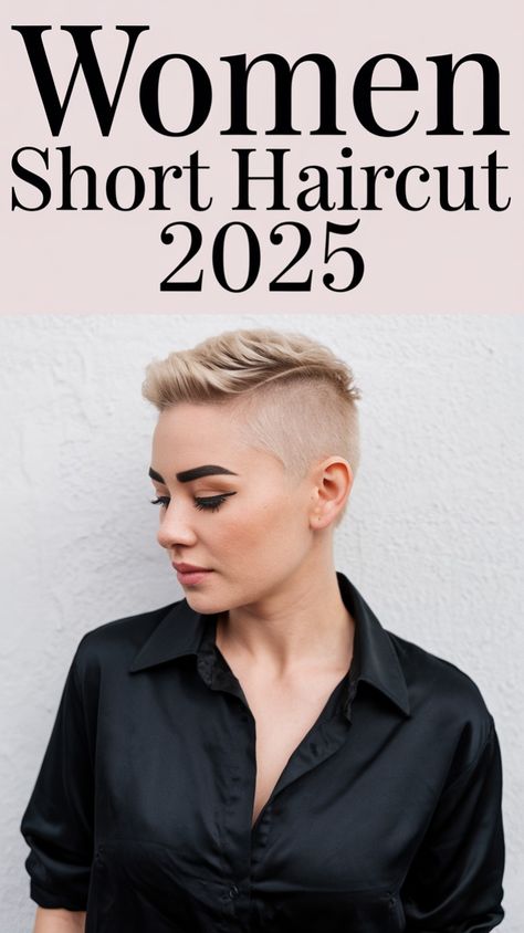 Dare to stand out with this bold undercut pixie, a top trend for women short haircut 2025. With a sleek top and sharp shaved sides, this edgy style is perfect for those who love confidence and drama in their look. Low-maintenance yet ultra-stylish, it’s the ultimate modern pixie haircut for fashion-forward women. 🌟 Womens Super Short Haircut, Short Boy Haircut For Woman, Pixie Haircut With Undercut For Women, French Crop Haircut Women, Short Pixie With Shaved Sides, Short Hairstyle Women Low Maintenance, Sleek Pixie Haircut, 2025 Short Hair Trends For Women, Extra Short Hairstyle Women