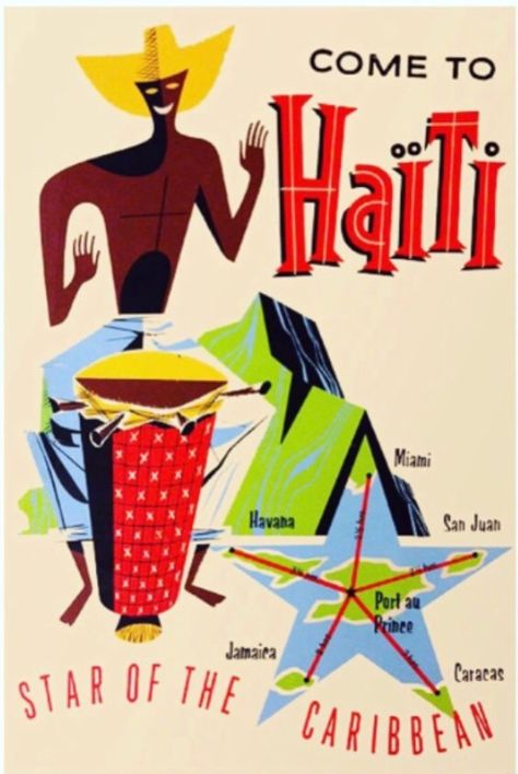 Haitian Art, Travel Advertising, Caribbean Travel, Tableau Art, Advertising Poster, Summer Design, Travel And Tourism, Vintage Travel Posters, Vintage Poster