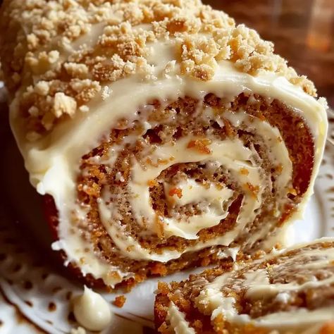 Carrot Cake Roll with Cream Cheese Frosting Carrot Cake Roll Recipe, Carrot Cake Roll, Carrot Recipes Dessert, Christmas Cake Roll, Carrot Cake Dessert, Carrot Desserts, Pumpkin Rolls, Pumpkin Roll Cake, Homemade Carrot Cake