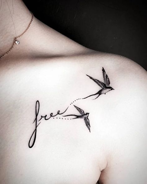 Free Like A Bird Tattoo, Free Tattoo Designs Words, Set Free Tattoo Ideas, Single Life Tattoo, Yet I Rise Tattoo, Strong Bird Tattoo, Bird Tattoo With Words, Strong Woman Tattoos Ideas, Fly Free Tattoo