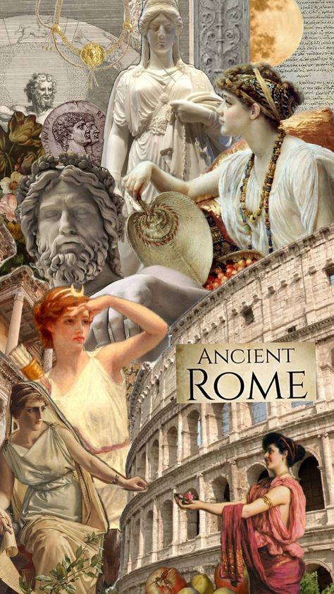 Ancient Rome Aesthetic Vintage, History Students Aesthetic, Ancient Roman Aesthetic, Rome Scrapbook, Roman Empire Aesthetic, History Collage, Ancient Rome Aesthetic, Roman Aesthetic, Latin Literature