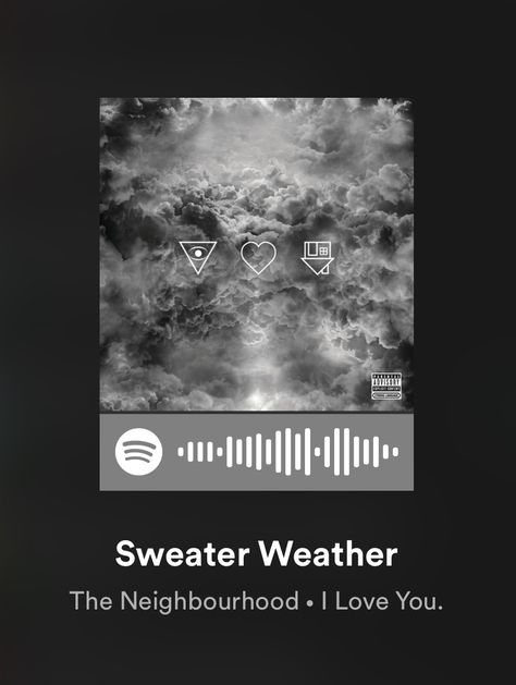 Sweater Weather The Neighbourhood, Neighborhood Sweater Weather, Weather Song, Spotify Codes, Spotify Code, The Nbhd, Music Album Art, Music Drawings, Band Wallpapers