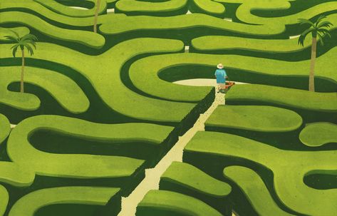 "the art of improvisation" • GEO magazine on Behance Illustration Example, Labyrinth Maze, 동화 삽화, Visual Metaphor, Travel Drawing, Contemporary Illustration, Communication Art, Creative Workshop, Love Illustration