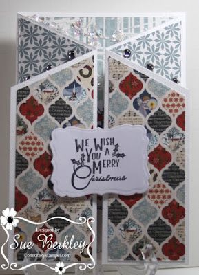 ONECRAZYSTAMPER.COM: Cascade Card Tutorial by Sue using High Hopes Stamps "Penguin Love" (SS003UM) & "We Wish You A Merry Christmas" (HH003UM) Cascade Cards, Merry Christams, Ocs Design, Cascading Card, Cards Tutorial, Penguin Love, Hand Crafted Cards, Flower Soft, High Hopes