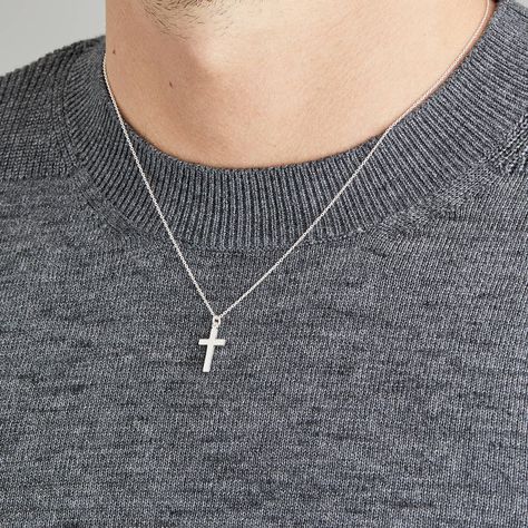 Silver Cross Necklaces, Dainty Cross Necklace, Cross Necklace Sideways, Cross Necklaces, Thick Chain Necklace, Sterling Silver Cross Necklace, Silver Chain For Men, Steel Cross, Gold Cross Pendant